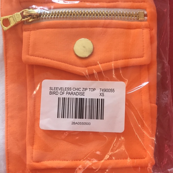 Orange/coral “bird of paradise color”Sleeveless chic zip tank NWT IN PACKAGE - Picture 2 of 16